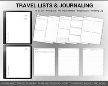 Load image into Gallery viewer, Digital Travel Planner for Kindle Scribe | Travel Journal with travel itinerary, trip templates, vacation diary, packing list &amp; planner for the Kindle Scribe
