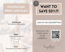 Load image into Gallery viewer, Pass the Prize Game | Includes Baby Shower Games, Printable Baby Shower Template, Pass the Gift Game, Gender Neutral &amp; Woodland Theme, Minimalist | Boho
