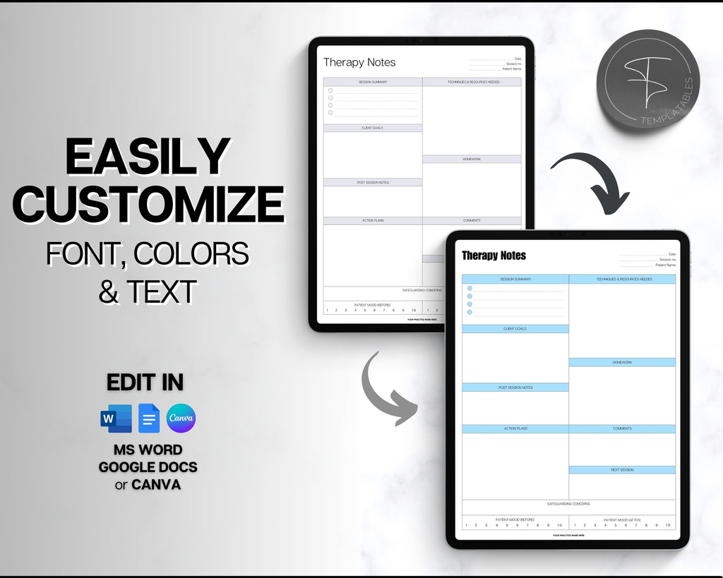 EDITABLE Therapist Note Templates | Everything you need for sessions!