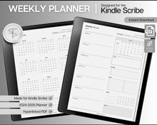 Load image into Gallery viewer, 2024 WEEKLY Planner for Kindle Scribe | Hyperlinked Digital Planner &amp; Kindle Scribe Templates for Weekly Schedule | 2025 Kindle Scribe Planner Pdf

