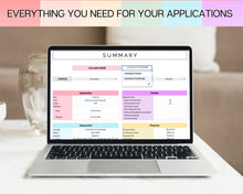 Load image into Gallery viewer, College Application Planner | College App Tracker Spreadsheet for College Research, Scholarship, Academic Student Planner &amp; University List | Colorful
