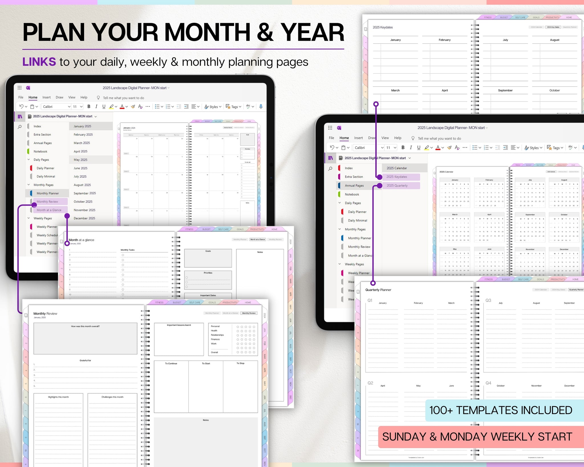 Onenote Weekly Plan Background Colorful 2025 OneNote Planner | For Daily, Weekly & Monthly Planning!