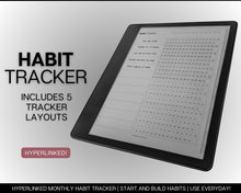 Load image into Gallery viewer, Kindle Scribe Digital Habit Tracker | Digital Planner with Daily, Monthly &amp; Yearly Habit Tracker | Simple Goal Tracker &amp; Routine Tracker Templates
