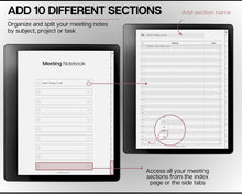 Load image into Gallery viewer, Meeting Notes templates for Kindle Scribe | Meeting Minutes, Meeting Agenda, Meeting Note taking template, Project planner, Task List, Planners for Kindle Scribe
