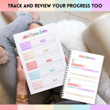 Load image into Gallery viewer, Goal Planner | SMART Goal Setting Kit for the New You, Monthly Habits, Reflections &amp; Vision Boards | Pastel Rainbow A5
