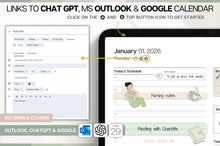 Load image into Gallery viewer, Productivity MEGA BUNDLE! 2026 Digital Planner Pack | Green Daily Planner, To Do List, Digital Notebook &amp; Meeting Notes, Smart Apple Links
