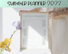 Load image into Gallery viewer, Kids Summer Calendar 2023 | Summer Poster, Summer Countdown, Printable Planner &amp; Checklist | Green
