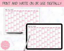 Load image into Gallery viewer, 2024 Wall Calendar Printable | Large Yearly 12 Month Calendar | Annual Year at a glance | Pink
