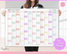 Load image into Gallery viewer, 2024 Wall Calendar Printable | Large Yearly 12 Month Calendar | Annual Year at a glance | Rainbow
