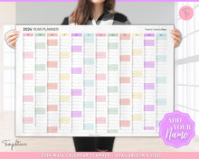 Load image into Gallery viewer, 2024 Wall Calendar Printable | Large Yearly 12 Month Calendar | Annual Year at a glance | Rainbow
