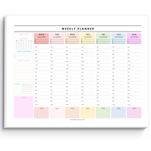 Load image into Gallery viewer, Weekly Hourly Planner Notepad, Daily Planner Desk Pad, Weekly Schedule, To Do List Note Pad, ADHD Planner | 50 Undated Tear Away Sheets A4 | Colorful
