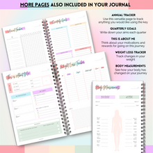 Load image into Gallery viewer, Wellness Journal | 90 Day Health, Fitness, Gratitude, Mindfullness, Wellbeing, Habit, Goals, Diet &amp; Food Tracker | A5 Pastel Rainbow
