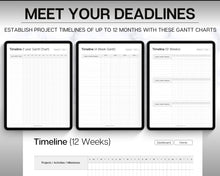 Load image into Gallery viewer, Digital Project Planner | Digital Project Tracker Management Tool Includes Gantt Charts

