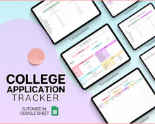 Load image into Gallery viewer, College Application Planner | College App Tracker Spreadsheet for College Research, Scholarship, Academic Student Planner &amp; University List | Colorful
