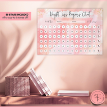 Load image into Gallery viewer, Weight Loss Progress Chart Poster with 88 Gold Star Stickers – A4 Size | Thick 450gsm Card | Track Every Pound Lost | Wall Chart for Slimming Motivation
