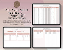 Load image into Gallery viewer, Small Business Bookkeeping Spreadsheet | Google Sheets Automated Business Expense Tracker &amp; Product Invetory Tracker | Lux
