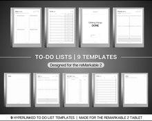 Load image into Gallery viewer, Digital To Do List for the reMarkable tablet | 9 Hyperlinked Digital To Do Lists, Productivity Templates
