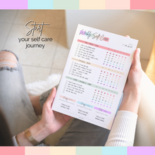 Load image into Gallery viewer, Self Care Planner | 1 Year Wellness, Self-Care, Health &amp; Wellbeing Planner to Start and Build your Self Care Routine | A5 Pastel Rainbow
