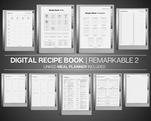 Load image into Gallery viewer, Digital Recipe Book for reMarkable 2 | Recipe Template, Digital Meal Planner, Cookbook Template, Recipe Binder Kit, Blank Recipe Card

