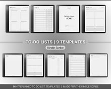 Load image into Gallery viewer, Kindle Scribe To Do List templates | Digital TO DO LISTS with 9 hyperlinked Kindle Scribe templates, Weekly planner, Daily Calendar, adhd to do list &amp; tasks| Mono
