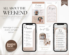 Load image into Gallery viewer, Bachelorette Itinerary Template: Personalize with our Canva Template | Mobile Itnierary for Weekend Girls Trips
