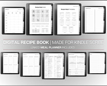 Load image into Gallery viewer, Digital Recipe Book for Kindle Scribe | Comes with Recipe Templates, Digital Meal Planner, Cookbook Template, Recipe Binder Kit &amp; Blank Recipe Card
