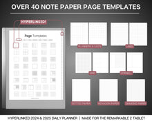 Load image into Gallery viewer, 2025 Daily Planner for the reMarkable | Hyperlinked Digital Planner with templates for reMarkable tablets, Calendar &amp; Task List Planner | Minimalist
