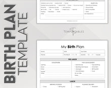 Load image into Gallery viewer, EDITABLE Birth Plan Template | Includes Birth Preferences, Birthing Plan Checklist, Pregnancy Planner, Natural Birth &amp; Hypnobirthing | Mono
