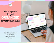 Load image into Gallery viewer, ADHD Planner Spreadsheet for Neurodivergent Adults | Google Sheets Daily &amp; Weekly Planner, Symptom Tracker, Brain Dump &amp; To Do Lists | Rainbow
