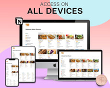 Load image into Gallery viewer, Meal Planner Notion Template | Digital Recipe Manager, Grocery List &amp; Recipe Book
