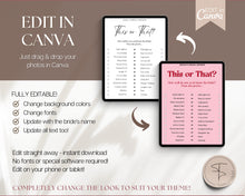 Load image into Gallery viewer, EDITABLE Bridal Shower Game BUNDLE | With 40+ Wedding Shower Games, Bachelorette Party, He said she said, Bridal Feud, Who knows the bride &amp; Bingo
