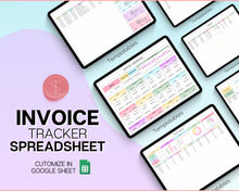 Load image into Gallery viewer, Invoice Tracker Spreadsheet | Small Business Invoice Tracking With Invoice Template, Task Tracker, Order Profit Loss &amp; Google Sheets Sales Tracker
