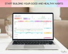 Load image into Gallery viewer, Habit Tracker Spreadsheet | Includes Goal Planner, Goals Tracker, Mood, Habit Planner, Daily Weekly Monthly, Google Sheets &amp; Goal Setting Template | Colorful
