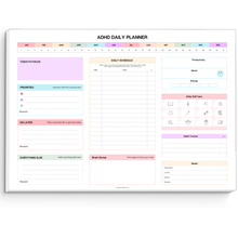 Load image into Gallery viewer, ADHD Daily Planner Notepad for Neurodivergent Adults - Productivity Daily Planner Desk Pad &amp; Task Management to Stay Organized and Focused | 50 Undated Tear Away Sheets A4
