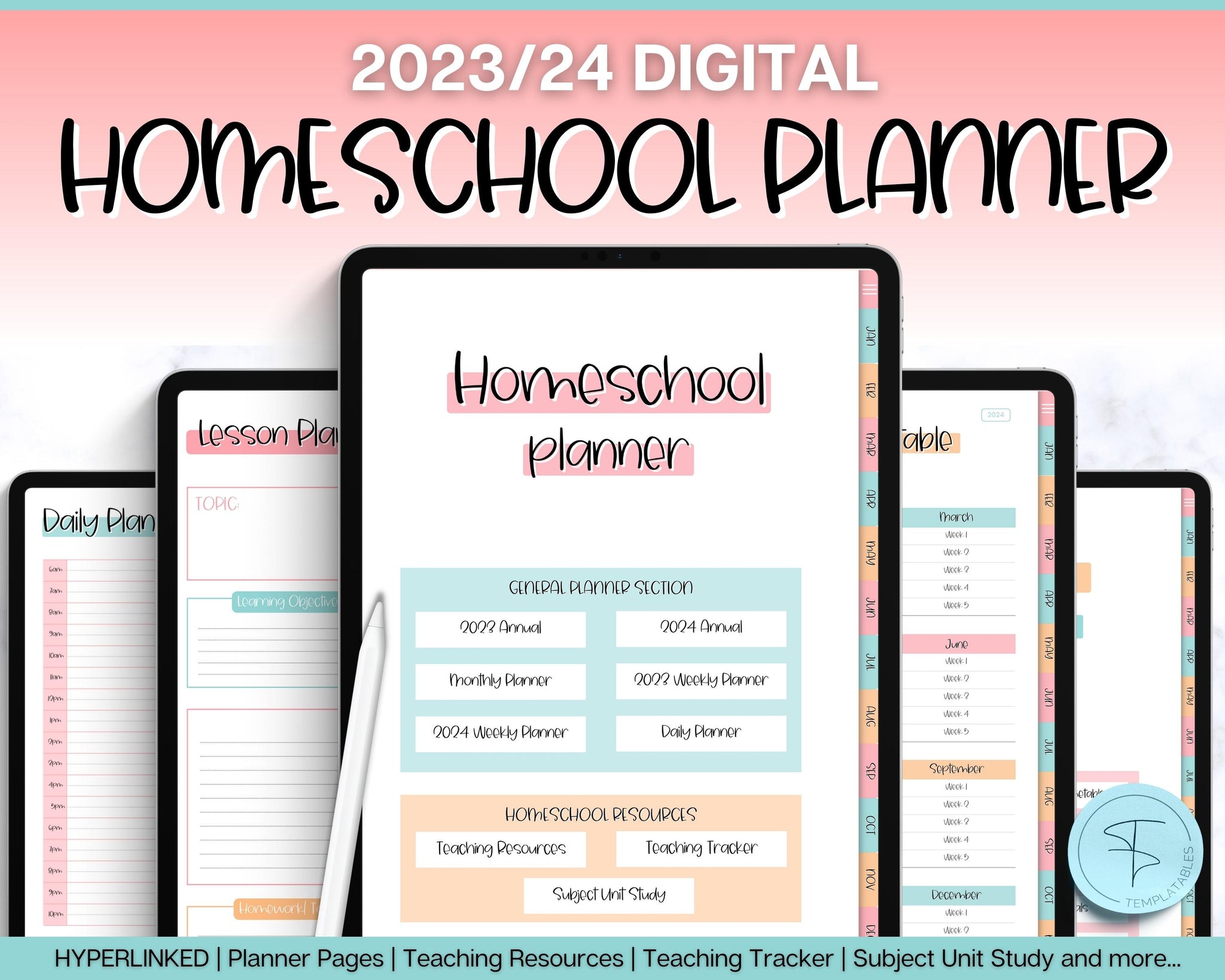 Digital Homeschool Teacher Planner | GoodNotes Lesson Planner for iPad