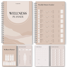 Load image into Gallery viewer, Wellness Journal | 90 Day Health, Fitness, Gratitude, Mindfullness, Wellbeing, Habit, Goals, Diet &amp; Food Tracker | A5
