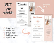Load image into Gallery viewer, 1 Page Airbnb Welcome Poster Template, Wifi Password Sign Printable, Welcome Book, House Rules, Host, Vacation Rental, Check Out Instruction | Apricot
