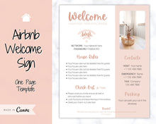Load image into Gallery viewer, 1 Page Airbnb Welcome Poster Template, Wifi Password Sign Printable, Welcome Book, House Rules, Host, Vacation Rental, Check Out Instruction | Apricot
