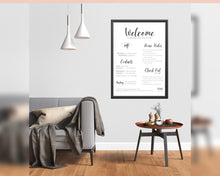 Load image into Gallery viewer, 1 Page Airbnb Welcome Poster Template, Wifi Password Sign Printable, Welcome Book, House Rules, Host, Vacation Rental, Check Out Instruction | Day
