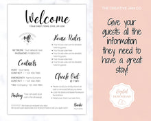 Load image into Gallery viewer, 1 Page Airbnb Welcome Poster Template, Wifi Password Sign Printable, Welcome Book, House Rules, Host, Vacation Rental, Check Out Instruction | Day
