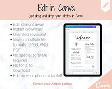 Load image into Gallery viewer, 1 Page Airbnb Welcome Poster Template, Wifi Password Sign Printable, Welcome Book, House Rules, Host, Vacation Rental, Check Out Instruction | Day
