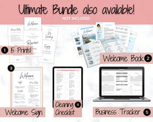 Load image into Gallery viewer, 1 Page Airbnb Welcome Poster Template, Wifi Password Sign Printable, Welcome Book, House Rules, Host, Vacation Rental, Check Out Instruction | Play

