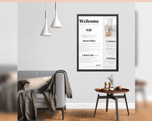 Load image into Gallery viewer, 1 Page Airbnb Welcome Poster Template, Wifi Password Sign Printable, Welcome Book, House Rules, Host, Vacation Rental, Check Out Instruction | Play
