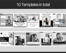 Load image into Gallery viewer, 10 Editable Podcast Cover Art Templates. Podcast Canva BUNDLE. Pod cast Photo Mockup. Podcast Graphics. Podcaster podcasting, Podcast Cover | Mono
