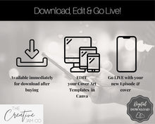 Load image into Gallery viewer, 10 Editable Podcast Cover Art Templates. Podcast Canva BUNDLE. Pod cast Photo Mockup. Podcast Graphics. Podcaster podcasting, Podcast Cover | Mono
