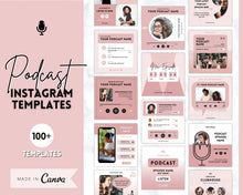 Load image into Gallery viewer, 100+ Podcast Instagram Templates! Canva Template Pack. Instagram Square Posts &amp; Stories, Story, Podcasters Podcasting Social Media BUNDLE | Pink
