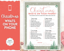 Load image into Gallery viewer, Christmas What&#39;s on Your Phone Game | Holiday Xmas Party Game Printables for the Family | Green
