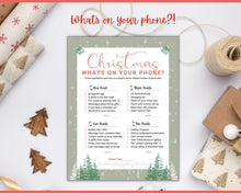 Load image into Gallery viewer, Christmas What&#39;s on Your Phone Game | Holiday Xmas Party Game Printables for the Family | Green
