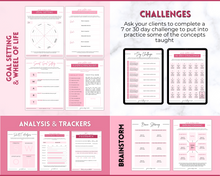 Load image into Gallery viewer, 60+ WORKSHEET Template Bundle | Canva Workbook Templates &amp; Lead Magnet for Coaches | Brit Pink
