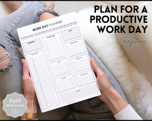 Load image into Gallery viewer, Work Planner &amp; Work Day Organizer | Editable Daily Planner, Work From Home To Do List Printable &amp; Digital Schedule | Mono
